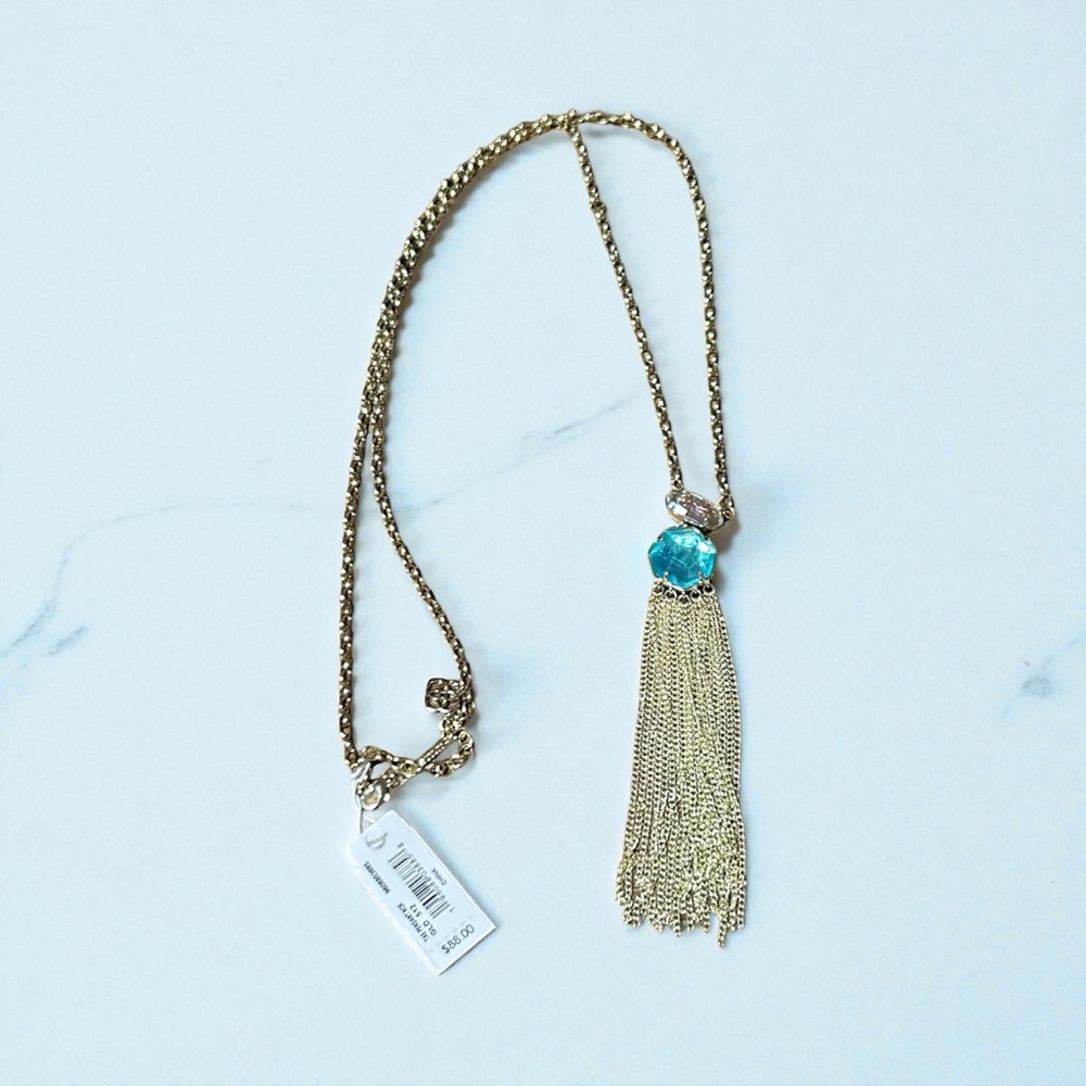 Kendra Scott Gold and Blue Tassel Necklace